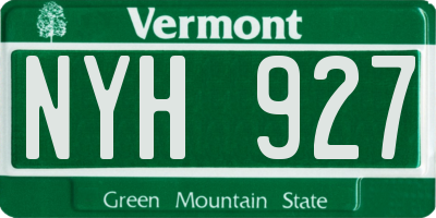 VT license plate NYH927