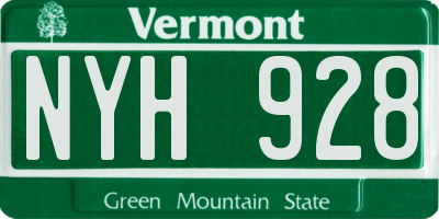 VT license plate NYH928