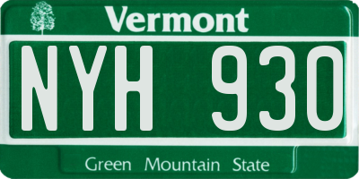 VT license plate NYH930