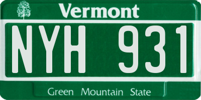 VT license plate NYH931