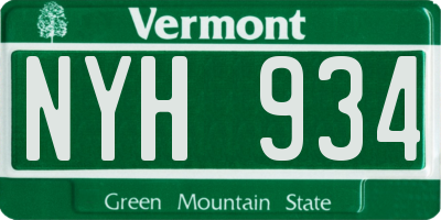 VT license plate NYH934
