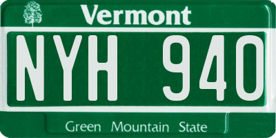 VT license plate NYH940