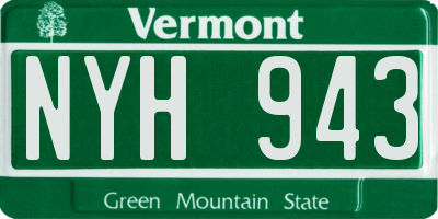 VT license plate NYH943