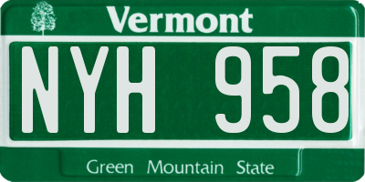 VT license plate NYH958