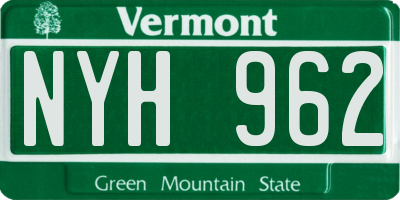 VT license plate NYH962