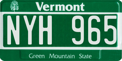VT license plate NYH965