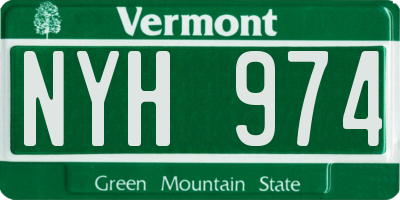 VT license plate NYH974