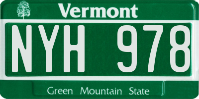 VT license plate NYH978
