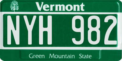 VT license plate NYH982