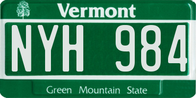 VT license plate NYH984