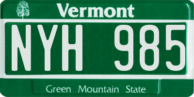 VT license plate NYH985