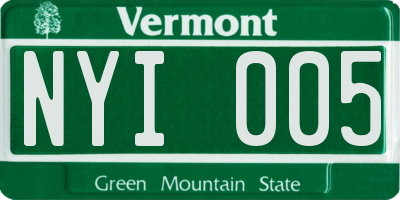 VT license plate NYI005