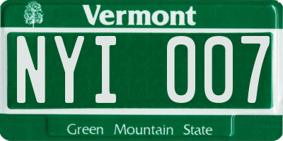 VT license plate NYI007