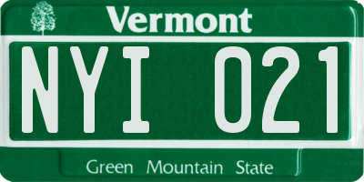 VT license plate NYI021