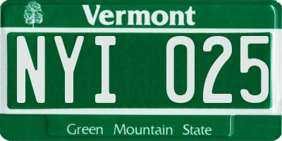 VT license plate NYI025