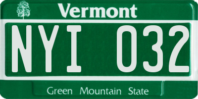 VT license plate NYI032