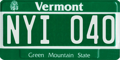 VT license plate NYI040