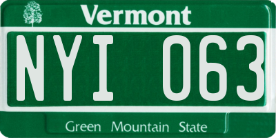 VT license plate NYI063