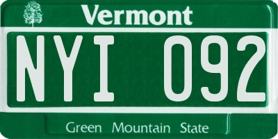 VT license plate NYI092