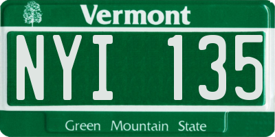 VT license plate NYI135