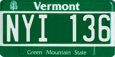 VT license plate NYI136