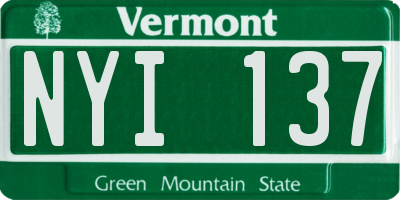 VT license plate NYI137