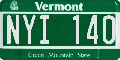 VT license plate NYI140
