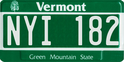 VT license plate NYI182