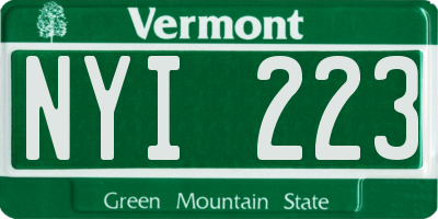 VT license plate NYI223