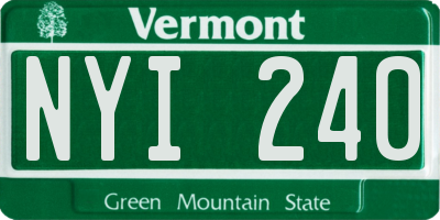 VT license plate NYI240