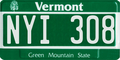 VT license plate NYI308