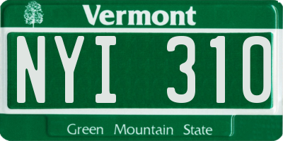 VT license plate NYI310