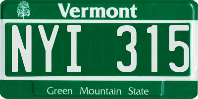 VT license plate NYI315