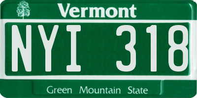 VT license plate NYI318