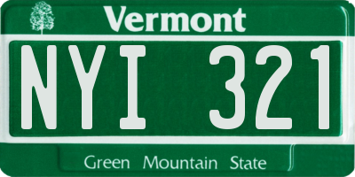 VT license plate NYI321