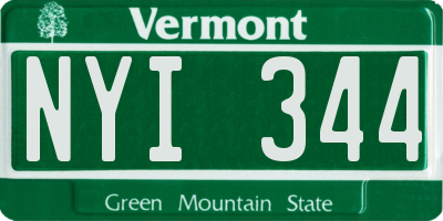 VT license plate NYI344