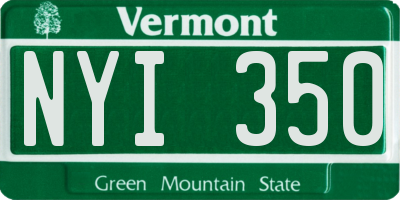 VT license plate NYI350
