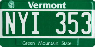 VT license plate NYI353