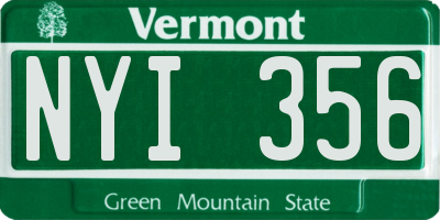 VT license plate NYI356