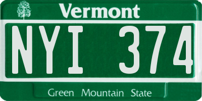 VT license plate NYI374