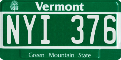 VT license plate NYI376