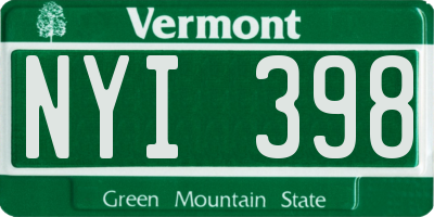 VT license plate NYI398