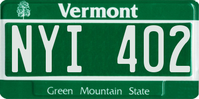 VT license plate NYI402