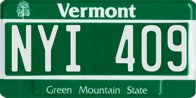 VT license plate NYI409