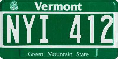 VT license plate NYI412