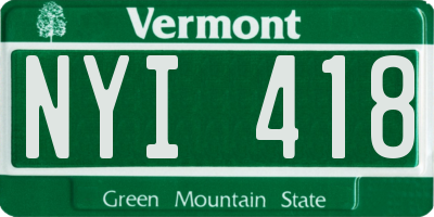 VT license plate NYI418