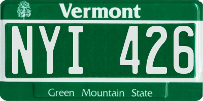 VT license plate NYI426