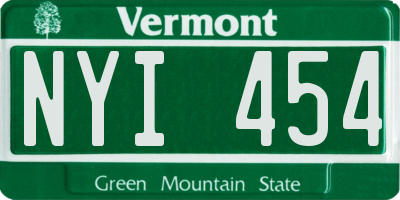 VT license plate NYI454