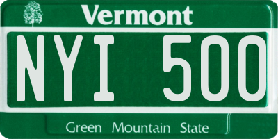 VT license plate NYI500
