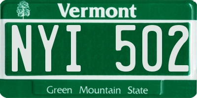 VT license plate NYI502